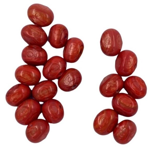 Red Swirled Glass Beads Lot For Jewelry Making - Picture 2 of 2